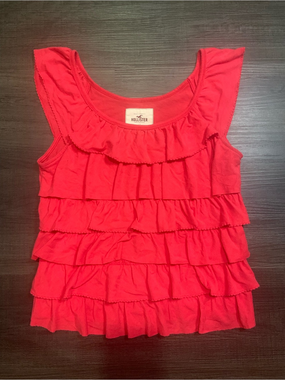 Hollister Bright Pink Tiered Ruffle Tank